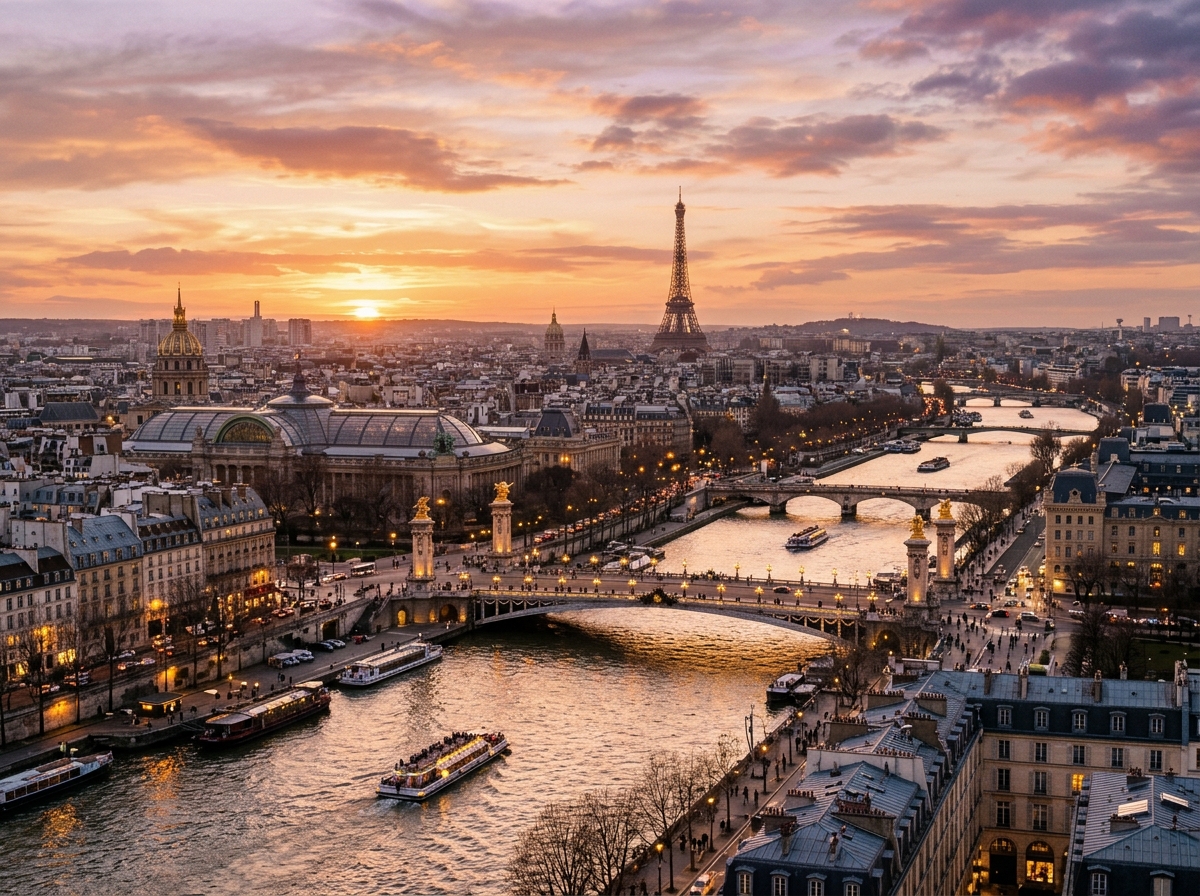 Paris Eiffel Tower at Sunset